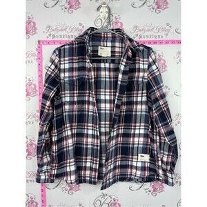 Tilley shirt Women's Navy Red White Plaid Button-Down Shirt